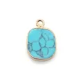 Charming oval turquoise pendant with gold plated rim, perfect for DIY handmade necklaces. - 12x19mm / Blue Turquoise