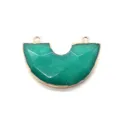 Naturstein facettierter Halbmond Anhänger grüner Türkis DIY Halskette Schmuck Zubehör - Nr. 2 (Grüner Naturstein) / 26x40mm