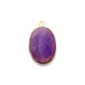 Oval faceted gemstone pendant gold plated DIY jewelry accessory for handmade fashion crafts. - 20x31mm / Purple Crystal
