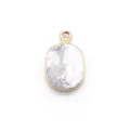 Oval natural stone gold rimmed pendant charm for DIY necklace jewelry accessories - 12x19mm / Howlite