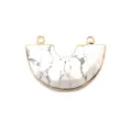 Weißer Türkis Halbkreis Anhänger Vergoldet DIY Halskette Schmuck Zubehör Komponente - 26x40mm / Howlith