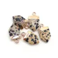Ciondolo a scudo in pietra naturale, diaspro dalmata per accessori di gioielli collana fai da te. - Dalmatian Jasper