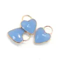 Facettenreicher blauer Herzanhänger mit goldenem Ring DIY Halskette Schmuck Zubehör - 14x25mm / Synthetischer Aquamarin