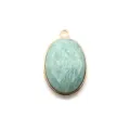 Natural stone oval faceted agate pendant gold plated DIY jewelry accessory item new - 20x31mm / Amazonite