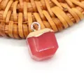Pink crystal stone square pendant gold plated DIY jewelry accessory necklace charm - 10x15mm / Watermelon red
