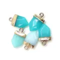 Ciondolo scudo in pietra naturale gemma blu collana fai da te accessori gioielli 5 pz - Calcedonio Blu