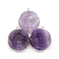 Natural amethyst carved rose flower pendant with bail, perfect for DIY jewelry making. - 25x28mm / Purple Crystal