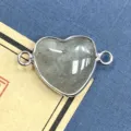Conector de piedra natural en forma de corazón plateado accesorio de joyería DIY - 15x23mm / Labradorita