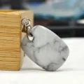 Natürlicher weißer Stein rechteckiger Anhänger DIY Halskette Schmuck Zubehör Variante - Rechteckiger facettierter Stil / 15x20mm / Howlith