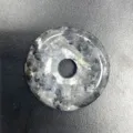 Naturstein Donut Anhänger Mineralstein Ping An Kou DIY Schmuckzubehör in Grau Farbe - 30mm / Larvikit