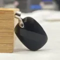 Schwarzer facettierter rechteckiger Edelstein Anhänger mit Silberöse für DIY Schmuck - Rechteckiger facettierter Stil / 15x20mm / Obsidian