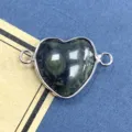Conector de corazon de piedra natural plateado para pulsera DIY componentes especial - 15x23mm / Riolita