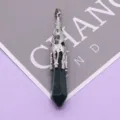 Natürlicher Kristall Achat Sechseckige Säule Pendel Anhänger mit Hohl Metallrahmen DIY Kette. - 12x75mm / Indischer Achat