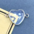 Corazon cristal conector borde plata pulsera DIY joyeria accesorio abalorio pieza - 15x23mm / Ópalo