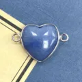 Conector de gema de corazón azul bisel plateado pulsera DIY accesorio de joyería - 15x23mm / Aventurina Azul