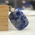 Naturstein rechteckiger Anhänger blauer Kristall Edelstein DIY Halskette Schmuck Zubehör - Blaupunktstein