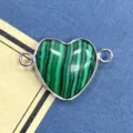 Conector de Pulsera de Corazón de Malaquita Verde Plateado Accesorio de Joyería Var - 15x23mm / Malaquita