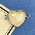 Conector de pulsera de piedra natural en forma de corazon borde plateado accesorio DIY - 15x23mm / Citrino