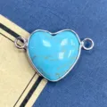 Conector de pulsera corazon turquesa plateado accesorio joya DIY variante pieza item. - 15x23mm / Turquesa Azul