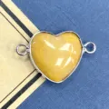 Conector de pulsera de piedra natural en forma de corazón con borde plateado DIY. - 15x23mm / Topacio