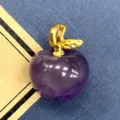 Naturstein Apfel Kristall Anhänger DIY Schmuck Zubehör, lila Quarz Charm für Geschenke. - 1 Stück/Packung (14x18mm) / Amethyst