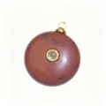 Naturstein runder Zirkon Anhänger DIY Halskette Zubehör Erdbeerquarz Charm Variante - Runder Anhänger mit Zirkonia-Einlage (1003-T260817005) / 18mm / Roter Jaspis