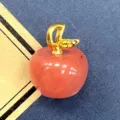 Naturstein roter Apfel Kristall Anhänger Goldstiel DIY Schmuck Zubehör Geschenk Damen. - 1 Stück/Packung (14x18mm) / Wassermelonen Quarz