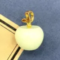 Hellgrüner Kristall Apfel Anhänger Edelstein Schmuck Zubehör für DIY Halskette Geschenk. - 1 Stück/Packung (14x18mm) / Zitronenjade