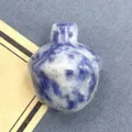 Colgante de piedra natural bellota azul blanco jaspeado cristal DIY collar joyería artesanal - Piedra de Puntos Azules / 17x22mm