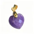 Natürlicher Amethyst Kristall Herz Anhänger mit goldfarbenem Metallbügel für DIY Schmuck. - Herzanhänger (1003-T260817012) / 14x22mm / Amethyst