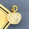 Natuerlicher Kristall Apfelanhaenger mit goldfarbener Oese fuer DIY Schmuckherstellung Basteln - 1 Stück/Packung (14x18mm) / Gelbe Wassermelone
