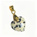 Naturstein facettierter Herzanhänger mit goldener Öse, ideal für DIY-Schmuckherstellung. - Herzanhänger (1003-T260817012) / 14x22mm / Dalmatinerjaspis