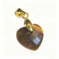 Natürlicher Tigerauge Edelstein Facettiertes Herz Anhänger DIY Schmuck Zubehör Goldene - Herzanhänger (1003-T260817012) / 14x22mm / Tigerauge
