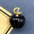 Naturstein Apfel Anhänger goldfarbener Stiel blaue Sandstein DIY Schmuck Zubehör Geschenk. - 1 Stück/Packung (14x18mm) / Blauer Sandstein