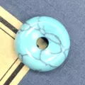Blauer Türkis Stein Donut Anhänger Pingankou DIY Halskette Schmuck Zubehör Komponente - 15mm / Blauer Türkis