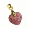 Facettierter Herzform Edelstein Anhänger mit Goldfarbener Oese für DIY Schmuckzubehör - Herzanhänger (1003-T260817012) / 14x22mm / Erdbeerquarz
