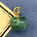 Natürlicher Kristall grüner Apfel Anhänger mit goldener Öse, ideal für DIY Schmuck Zubehör. - 1 Stück/Packung (14x18mm) / Prehnit