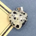 Pendente cuore in pietra naturale collana DIY accessorio gioielli moda variante - Pietra Dalmata / 15x17mm