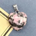 Ciondolo Cuore in Pietra Naturale Agata Rosa Cristallo DIY Collana Gioiello Accessorio - Rodonite / 15x17mm