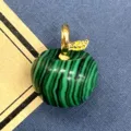 Malachit Apfel Anhänger, goldenes Blatt Schmuck Accessoire für DIY Halskette Basteln. - 1 Stück/Packung (14x18mm) / Malachit