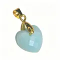 Hellblauer facettierter Herz Edelstein Anhänger mit goldenem Ösen DIY Schmuckzubehör - Herzanhänger (1003-T260817012) / 14x22mm / Amazonit