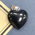 Ciondolo in pietra a cuore nero per collana fai da te, accessorio di gioielli in cristallo. - Ossidiana / 15x17mm