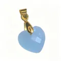 Erhöhter blauer facettierter Herz Edelstein Anhänger mit goldfarbener Öse für DIY Schmuck. - Herzanhänger (1003-T260817012) / 14x22mm / Aquamarin