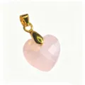 Natürlicher Rosenquarz Herz Anhänger Facettierter Edelstein Gold Öse DIY Schmuck Zubehör - Herzanhänger (1003-T260817012) / 14x22mm / Rosenquarz