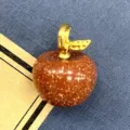 Goldfluss Apfel Anhanger Glitzernder Kristall DIY Schmuckzubehor Weihnachtsgeschenk fur Damen - 1 Stück/Packung (14x18mm) / Goldsandstein