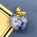 Naturstein Apfel Anhänger Blauer Kristall DIY Schmuck Zubehör Charm Halskette Komponente - 1 Stück/Packung (14x18mm) / Blaupunktstein
