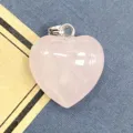 Ciondolo cuore in quarzo rosa naturale collana cristallo DIY accessorio gioiello - Quarzo rosa / 15x17mm