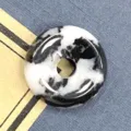 Naturstein Donut Anhänger schwarz weiss Muster DIY Halskette Schmuck Zubehör Stk - 15mm / Zebrastein