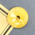 Gelber Naturstein runder Ping An Kou Anhänger Kristall Achat DIY Halskette Schmuck Zubehör - 15mm / Gelber Chalcedon