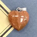 Ciondolo a cuore in pietra di arenaria marrone scintillante collana gioiello DIY. - pietra sabbia dorata / 15x17mm